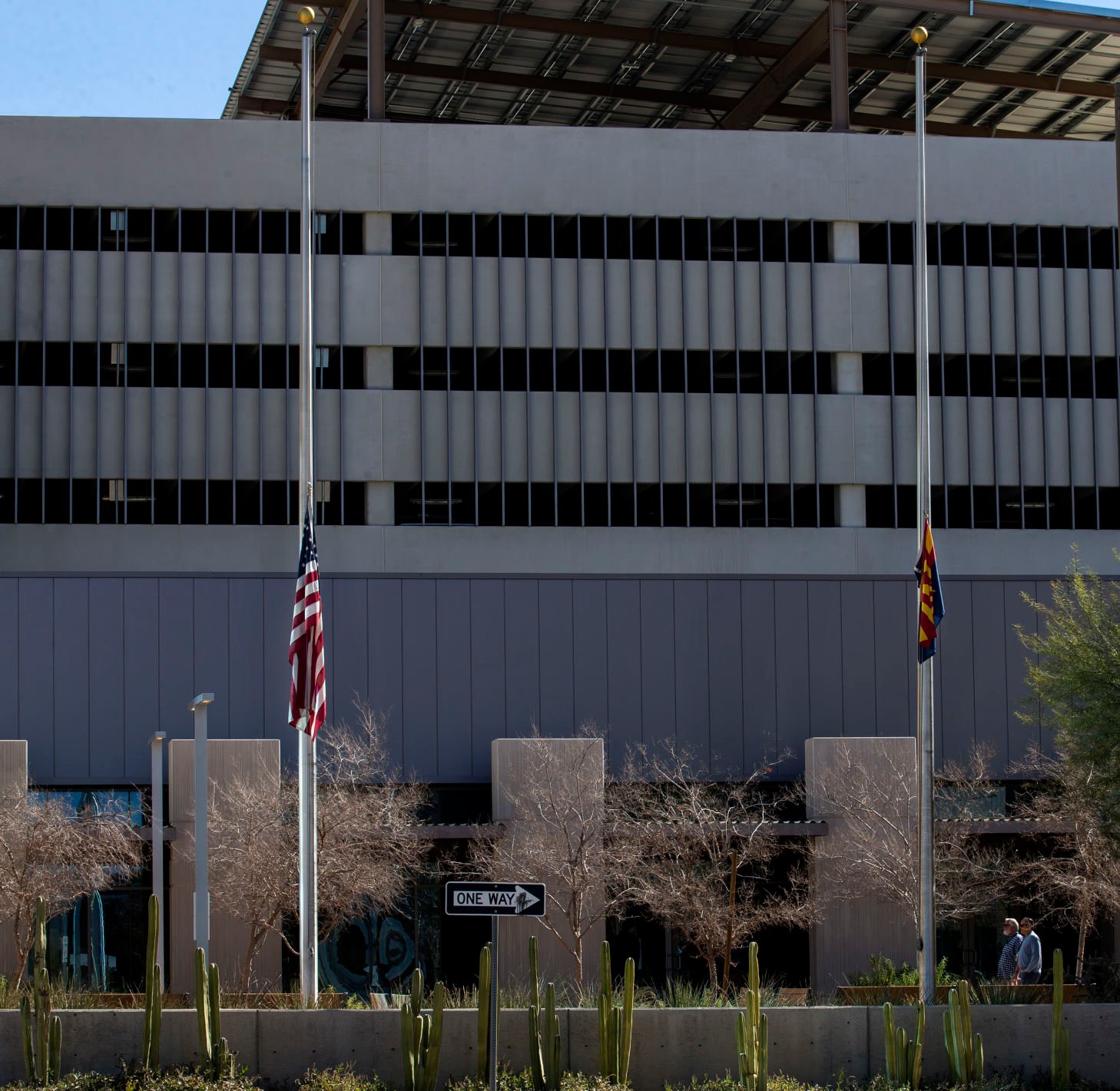 Flags flying at half-staff
